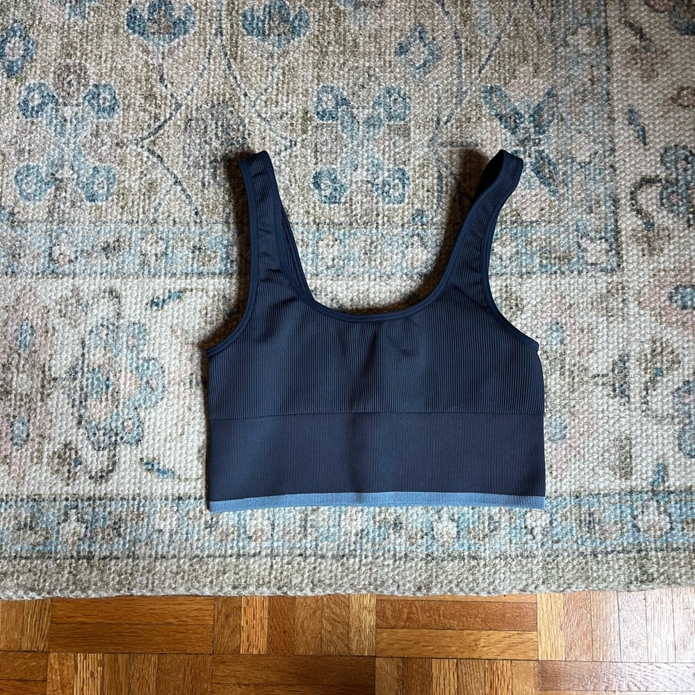 Outdoor Voices Slate Ribbed Scoop Sports Bra